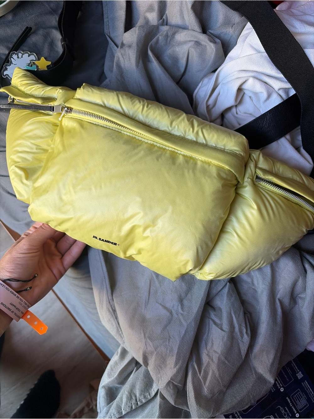 Jil Sander padded puffer Belt Bag in Lemon Yellow